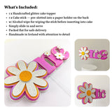 First Birthday Cake Topper, One Daisy Glitter & Holographic | Pink Floral 1st Birthday - Cake Topper - Printarelle