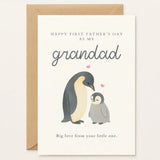 Celebrate a special first with this lovingly illustrated Father’s Day card for Grandad, featuring an adorable penguin