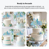 First Holy Communion Cake Topper, Holographic Rainbow Script with Praying Boy - Cake Topper - Printarelle