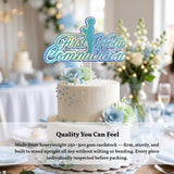First Holy Communion Cake Topper, Holographic Rainbow Script with Praying Boy - Cake Topper - Printarelle