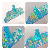 First Holy Communion Cake Topper, Holographic Rainbow Script with Praying Boy - Cake Topper - Printarelle