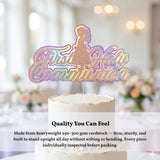 First Holy Communion Cake Topper, Holographic Rainbow Script with Praying Girl - Cake Topper - Printarelle