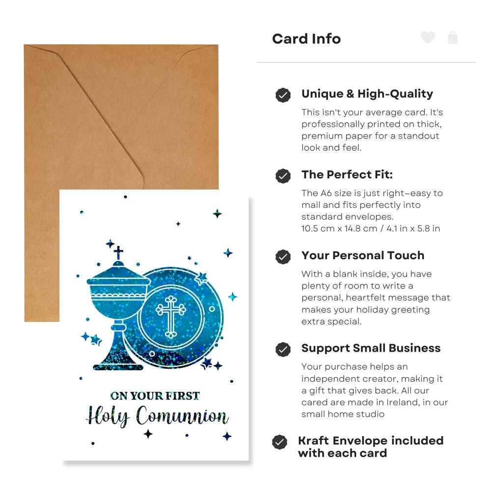 First Holy Communion Card - Foil - Greeting Card - Printarelle