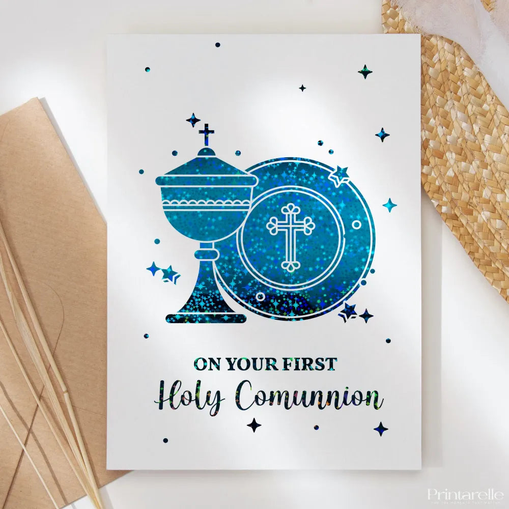 First Holy Communion Card - Foil - Greeting Card - Printarelle