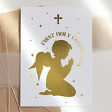First Holy Communion Card - Praying Child Foil - Greeting Card - Printarelle