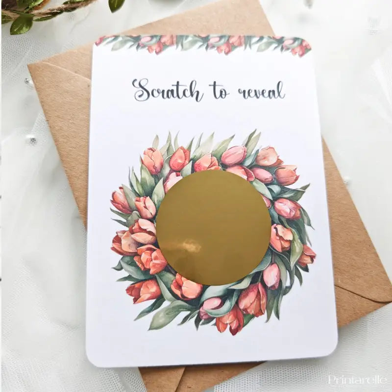 Personalised scratch card with gold foil sticker