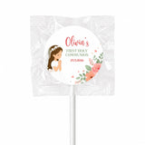 Personalized white wrapped fruit lollipop favour with floral veil design for olivia’s first holy communion 25.5.2026
