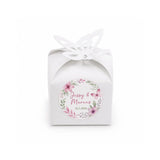 White paper favour box with butterfly cutout and floral wreath foil sticker for wedding favours jessy and marcus 15.7.2026