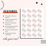 Circular personalized thank you stickers with floral wreath design and real foil in soft pink and foil colours