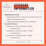 Printarelles floral wreath wedding personalised foil sticker sheets info card with real foil colours on white background