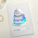 Foil Birthday Cake Card | Luxury Rainbow Foil Greeting - Greeting Card