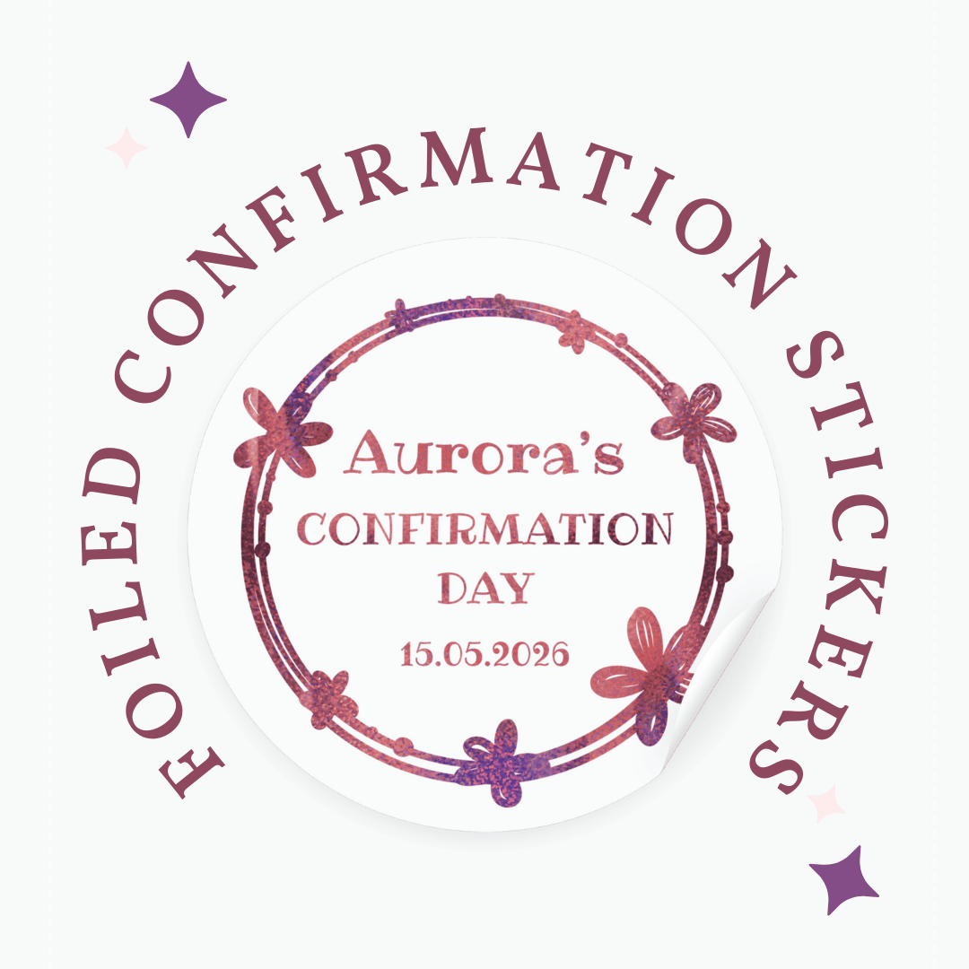 Foiled Confirmation Stickers | Personalised Party Favours - Stickers - Printarelle