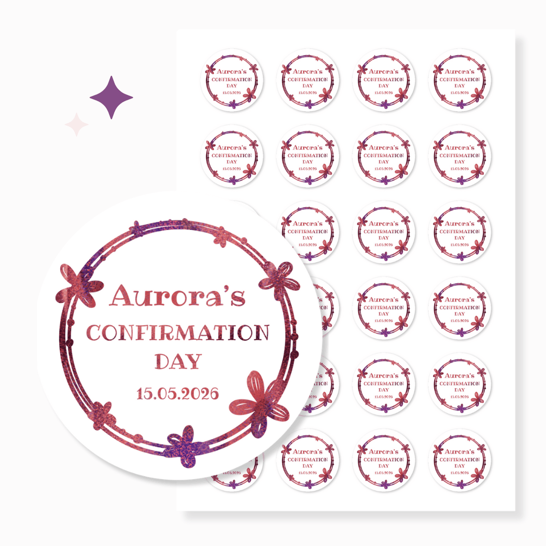 Foiled Confirmation Stickers | Personalised Party Favours - Stickers - Printarelle