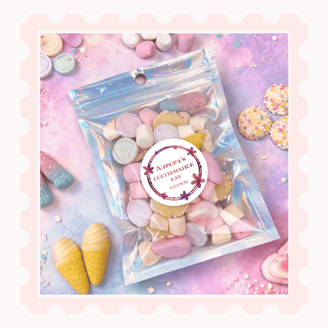 Foiled Confirmation Stickers | Personalised Party Favours - Stickers - Printarelle