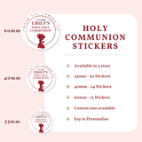Foiled First Holy Communion Stickers | Personalised Party Favours - Stickers - Printarelle
