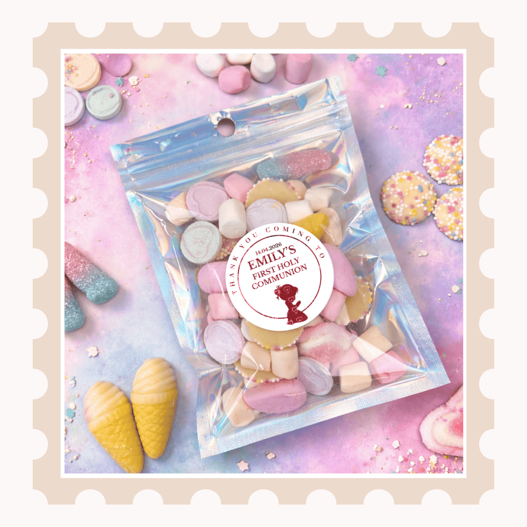 Foiled First Holy Communion Stickers | Personalised Party Favours - Stickers - Printarelle