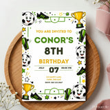 Football Birthday Party Invitation | Cartoon Soccer Ball Faces - football birthday, football birthday invitation,