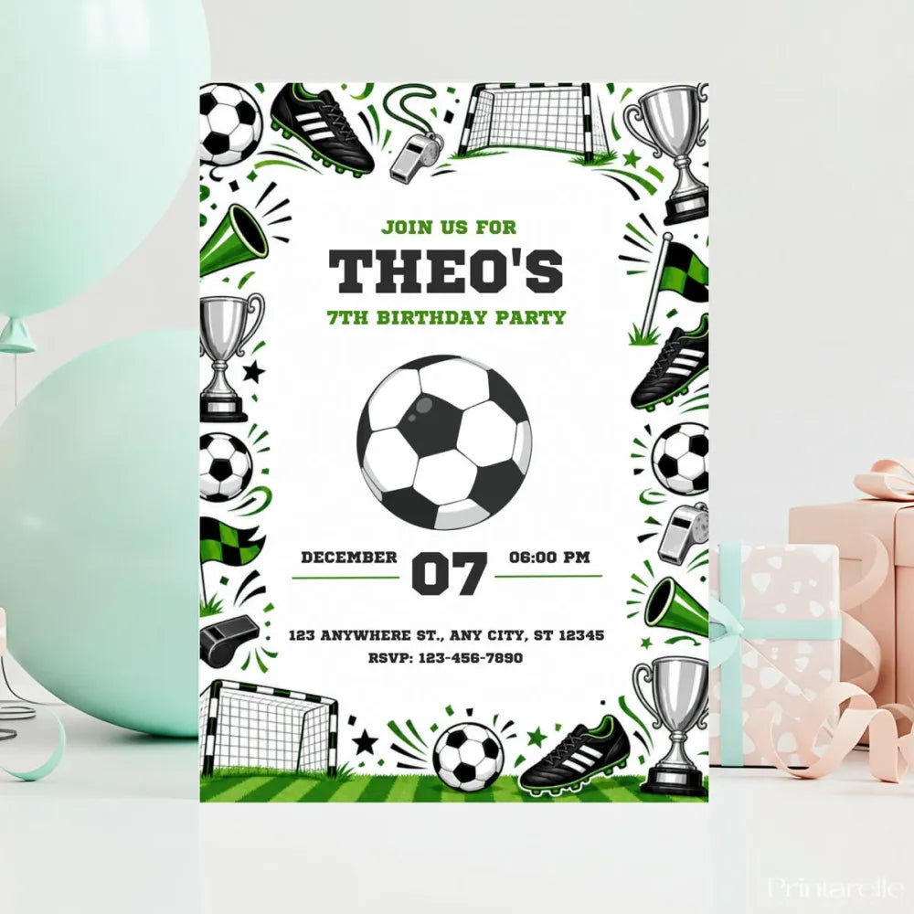 Football Birthday Party Invitation | Classic Sketch Style - birthday party, football birthday party, football birthday,