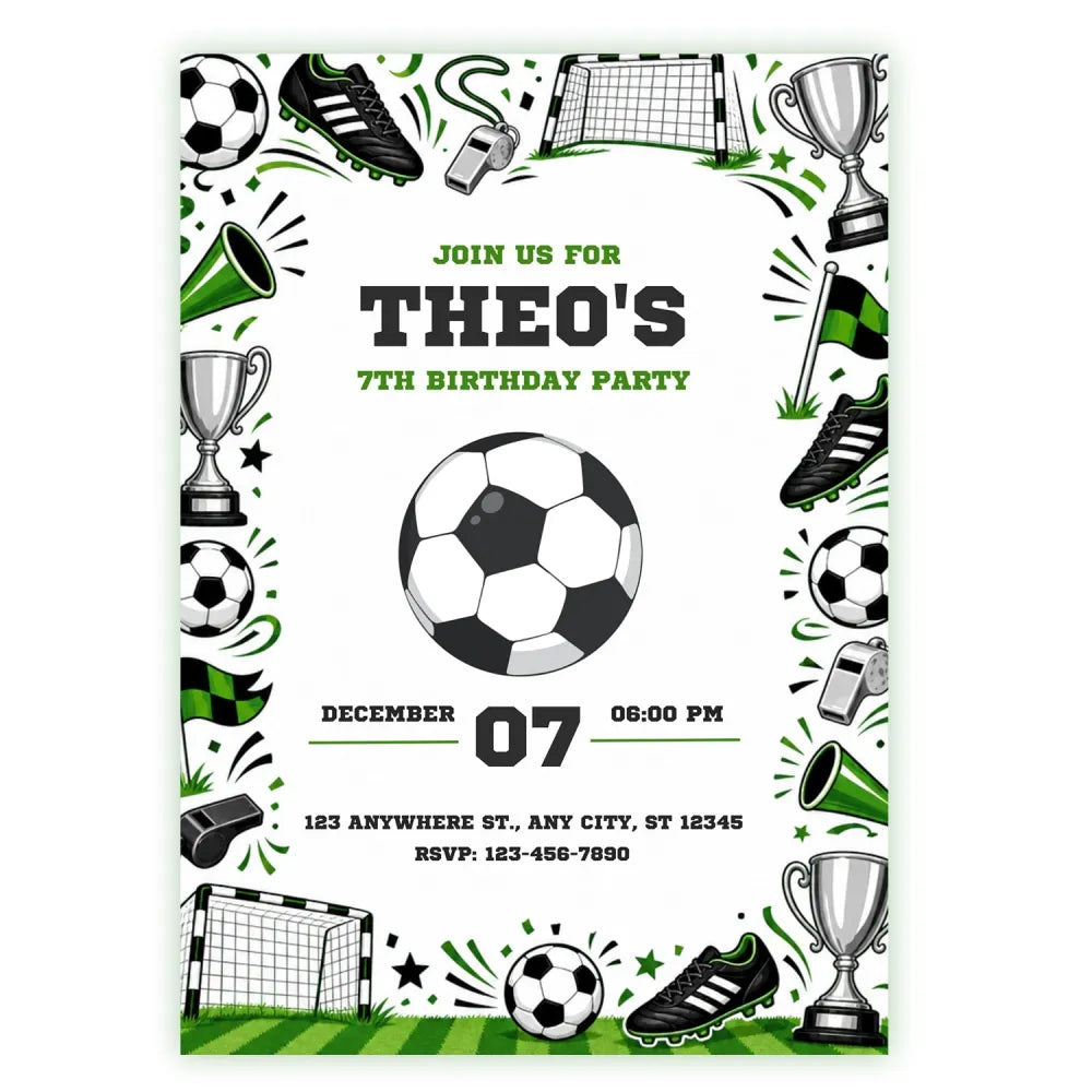 Football Birthday Party Invitation | Classic Sketch Style - birthday party, football birthday party, football birthday,