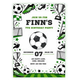 Football Birthday Party Invitation | Green Boots & Trophy - football birthday, birthday party, football birthday party,