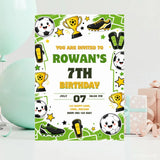 Football Birthday Party Invitation | Kawaii Green Pitch - football birthday, kawaii football, green pitch, personalised