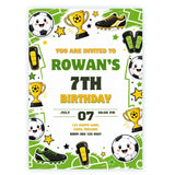 Football Birthday Party Invitation | Kawaii Green Pitch - football birthday, kawaii football, green pitch, personalised