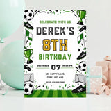 Football Birthday Party Invitation | Sporty Gold & Green - football birthday, football birthday party, sporty football,