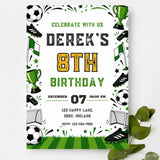 Football Birthday Party Invitation | Sporty Gold & Green - football birthday, football birthday party, sporty football,