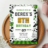 Football Birthday Party Invitation | Sporty Gold & Green - football birthday, football birthday party, sporty football,