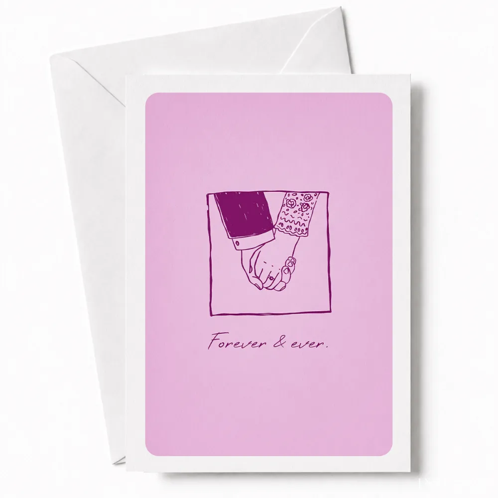 Forever & Ever | Romantic Wedding Day Card - wedding card, tender wedding card, lace sleeve, delicate ring, tender