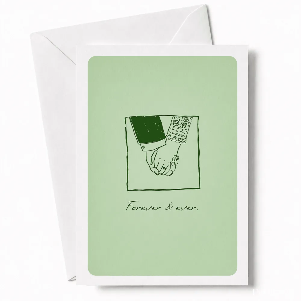 Forever & Ever | Romantic Wedding Day Card - wedding card, tender wedding card, lace sleeve, delicate ring, tender
