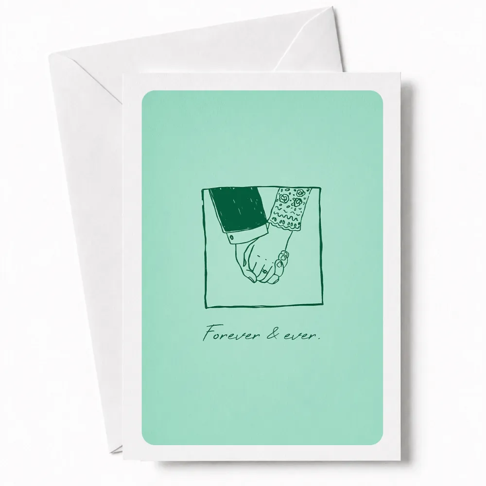 Forever & Ever | Romantic Wedding Day Card - wedding card, tender wedding card, lace sleeve, delicate ring, tender