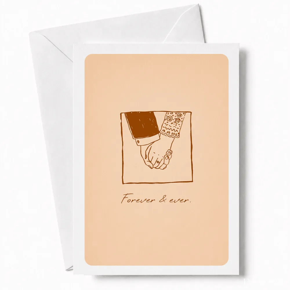 Forever & Ever | Romantic Wedding Day Card - wedding card, tender wedding card, lace sleeve, delicate ring, tender