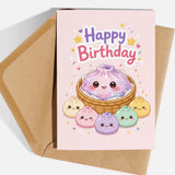 Galaxy Dumpling Birthday Card | Glitter Kawaii Bao - centre stage, birthday card, kraft envelope included, dumpling