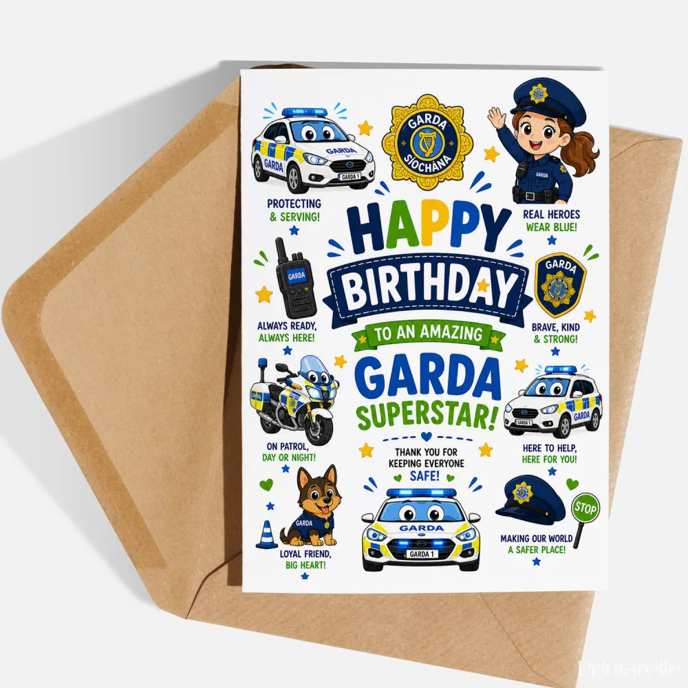 Garda Birthday Card for An Garda Siochana Woman Officer - birthday card, garda birthday card, garda birthday, irish
