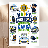 Garda Birthday Card for Boy - Garda Superstar - birthday card, garda birthday card, garda birthday, garda dog, garda