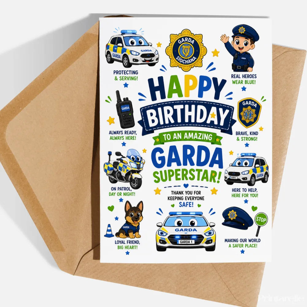 Garda Birthday Card for Boy - Garda Superstar - birthday card, garda birthday card, garda birthday, garda dog, garda