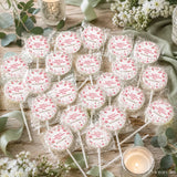 Pink floral-patterned personalised lollipop favours with fuller wreath design for emilys confirmation day 10.04.2026