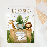 Gender Reveal Scratch Card – Safari Trio - Greeting Card - Printarelle