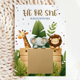Gender Reveal Scratch Card – Safari Trio - Greeting Card - Printarelle