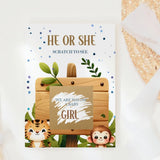 Gender Reveal Scratch Card – Tiger & Monkey - Greeting Card - Printarelle