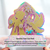 God Bless Cake Topper, Pink Holographic Glitter with Angel & Dove - Cake Topper - Printarelle