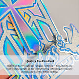 God Bless Cake Topper, Silver Holographic Church Window with Cross & Dove - Cake Topper - Printarelle