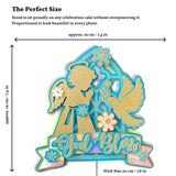 God Bless Cake Topper, Teal Holographic Glitter with Angel & Dove - Cake Topper - Printarelle
