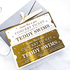 gold foil personalised concert keepsake ticket handmade gift