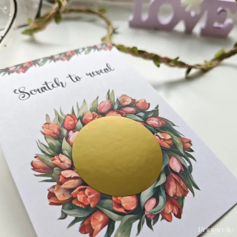 Handmade surprise card with tulip artwork