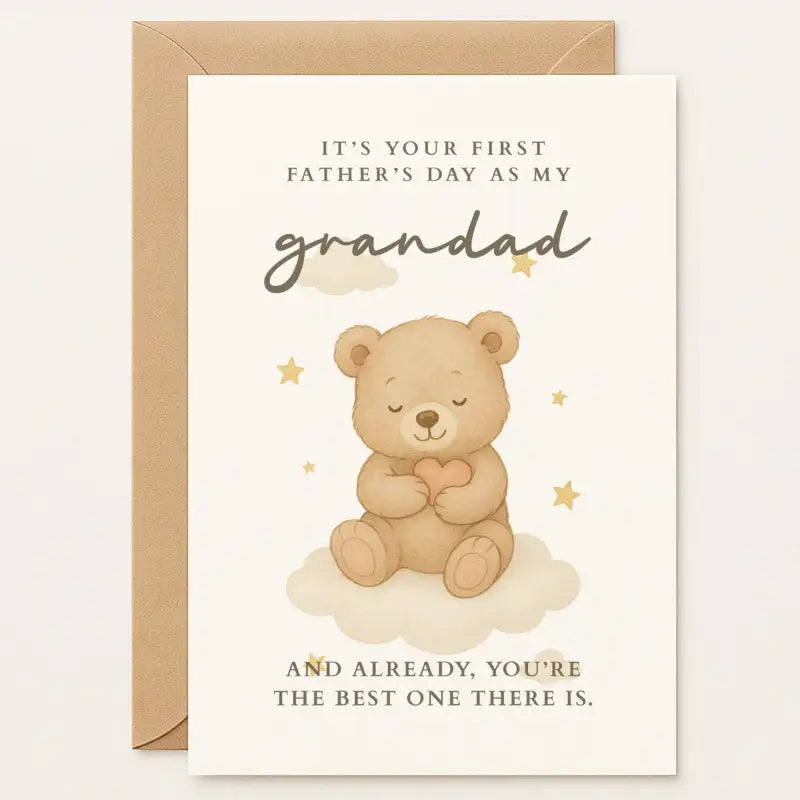 Celebrating a first Father’s Day as a grandad is a big deal, and this cuddly bear card by Printarelle makes it even