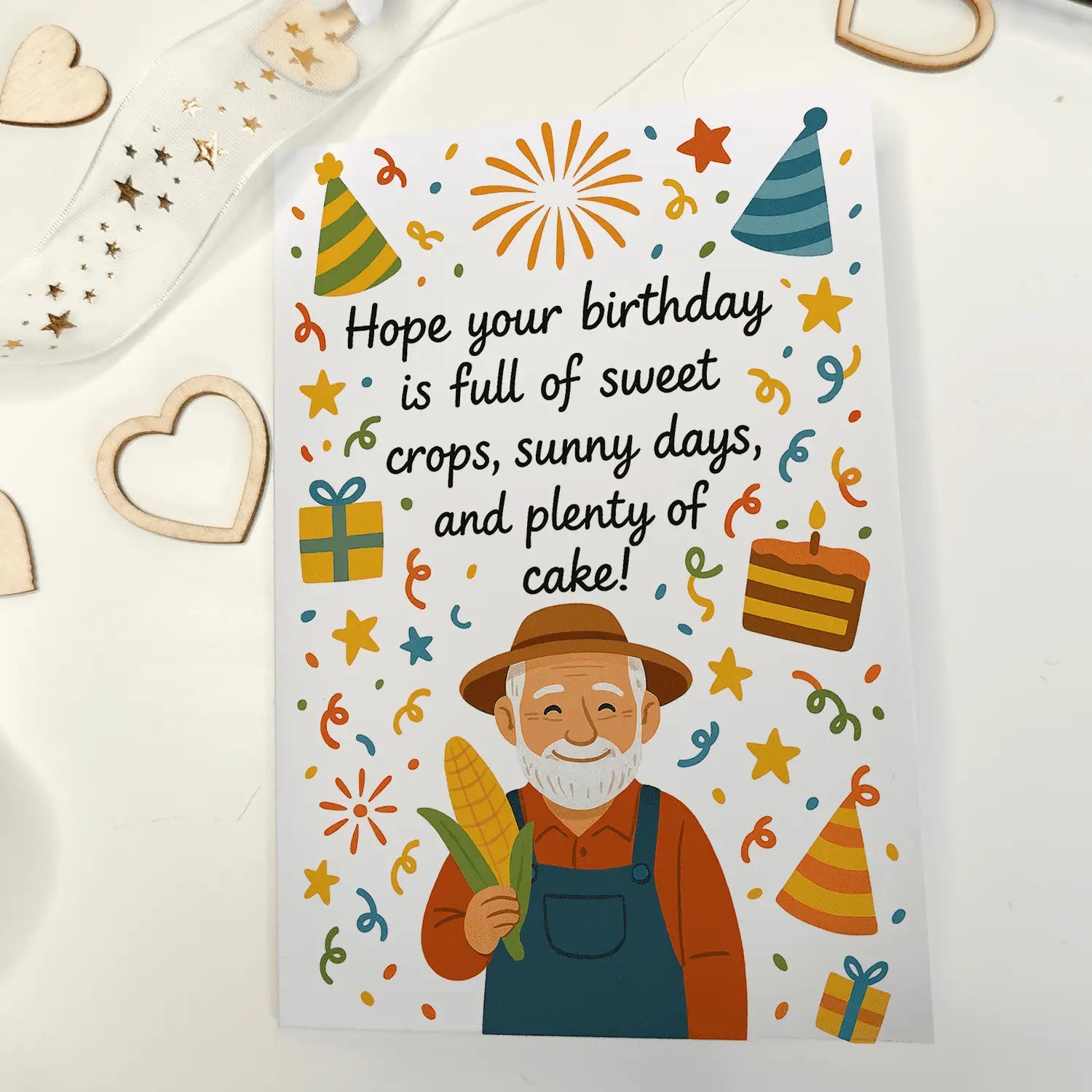 Grandpa Farmer Birthday Card – “Sweet Crops & Sunny Days” - Greeting Card