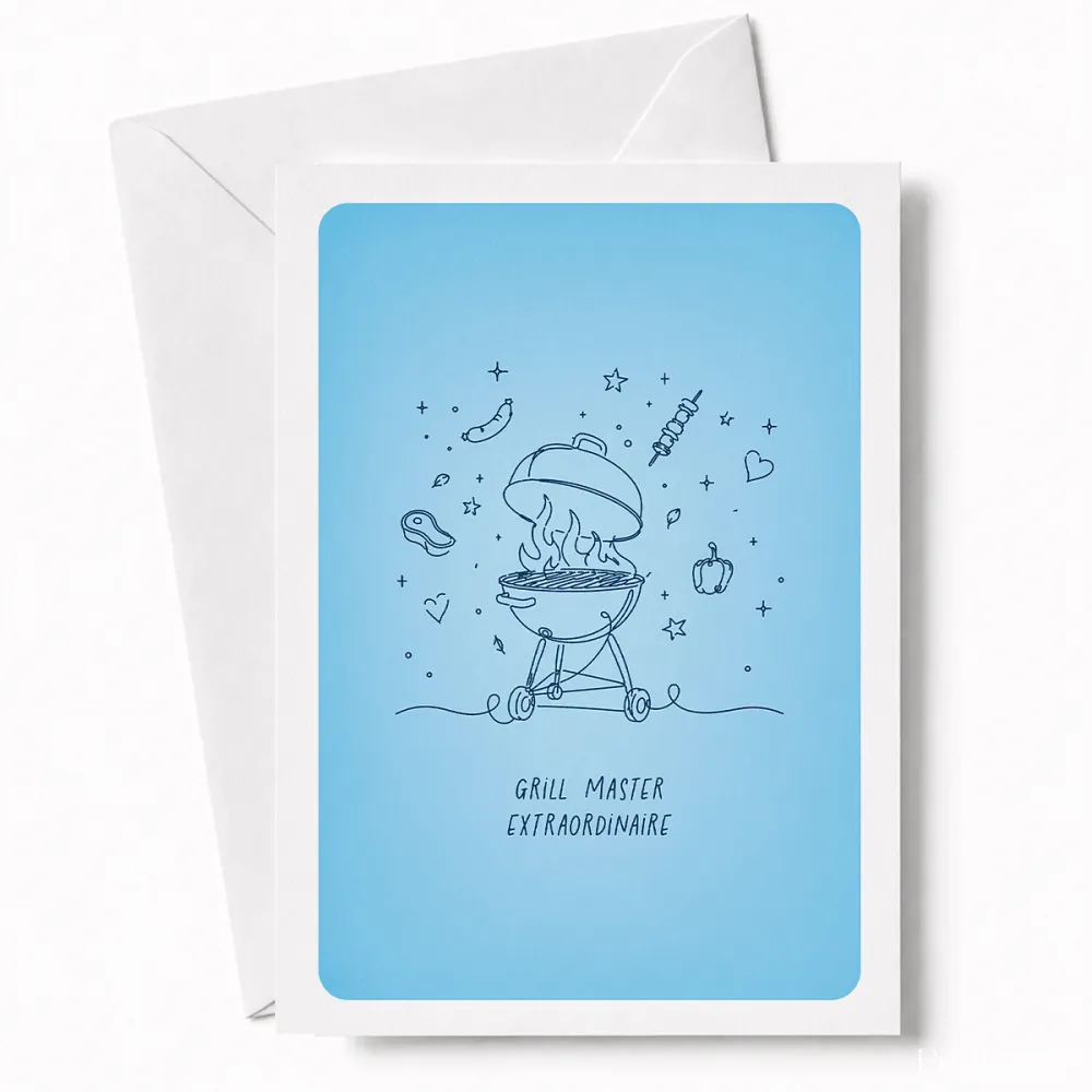 Crown him king of the grill with this brilliant card for the dad who takes barbecue very seriously. A bold line art