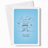 Crown him king of the grill with this brilliant card for the dad who takes barbecue very seriously. A bold line art